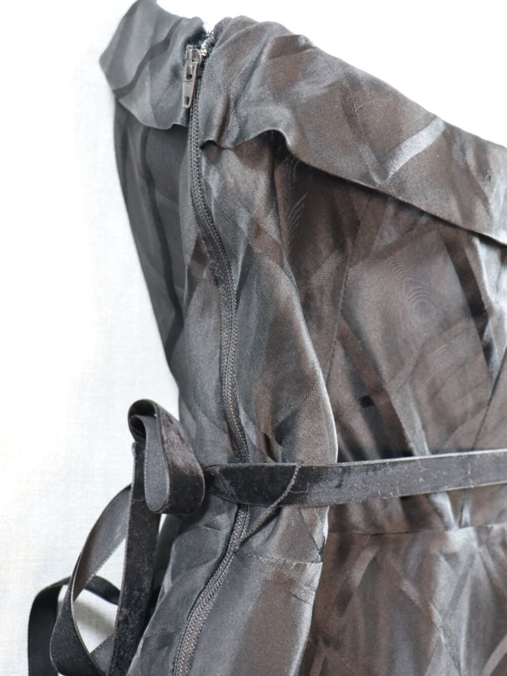 VTG Express Silk Cocktail Dress 7/8* 5/6 50s Style Strapless Black Goth Fairy - Picture 4 of 14